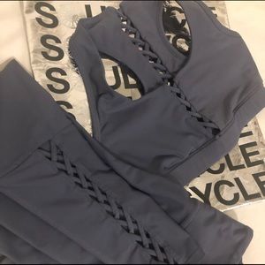 SoulCycle Lace Up Matching Set Sports Bra Leggings